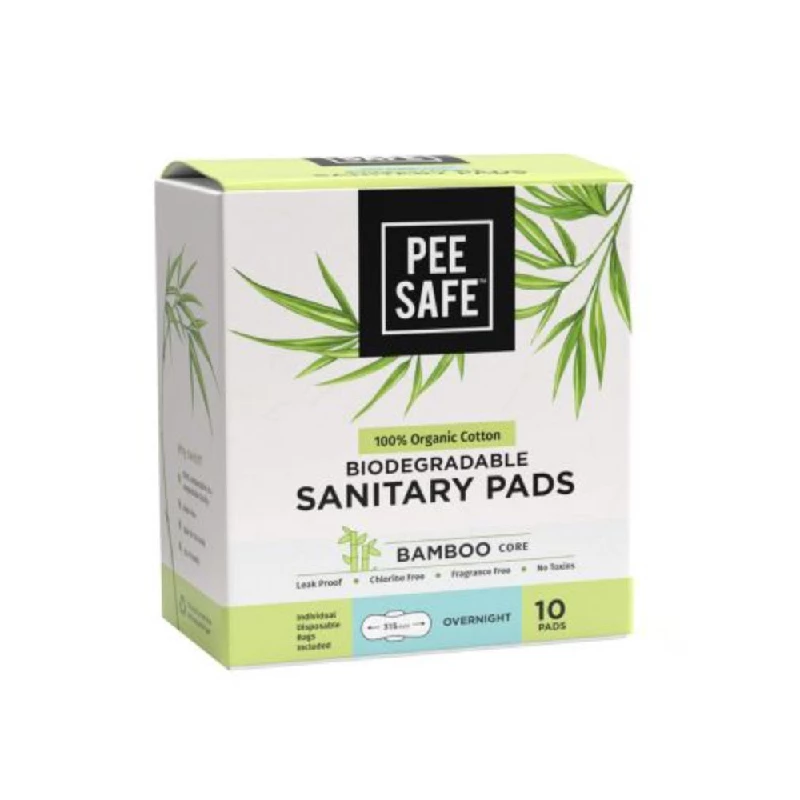 Pee Safe Biodegradable Sanitary Pads-Leak-Proof, Soft, And Rash-Free Period Protection, 10 Pads-2.webp